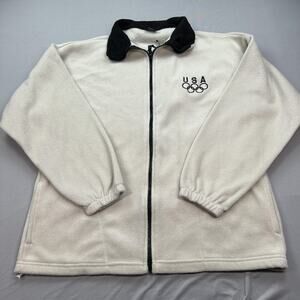 USA Olympics Jacket Mens Large Fleece Full Zip Made In USA Winter Sports Team